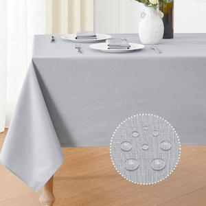 Textured Rectangle Tablecloth 60x104 inch Table Cloth Water Resistant Wrinkle Free Spill-Proof, Decorative Fabric Table Cover Washable for Banquet Parties Event Holiday Dinner, Light Grey