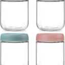 NETANY 4-pack 16oz Glass jars with Airtight Lids, Overnight Oats Containers with Lids, Wide mouth Mason Salad jars, Glass Food Storage Containers for Snacks Yogurt Spice Sugar (4 Colors)