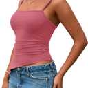 PRETTYGARDEN Women's Summer Spaghetti Strap Tank Tops Sleeveless Camisole Blouses Asymmetrical Going Out Basic Tank Shirt (Pink, XXL)