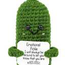 Hoedia Emotional Pickle Small Mother’s Day Easter Gifts for Women Men Her Him, Crochet Cucumber Cute Funny Inspirational Support Stuffers College Office Friend Birthday Basket Filler Decorations
