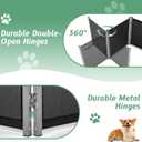 RANTILA 4 Panel Indoor Foldable Dog Fence Freestanding Dog Gate for Stairs, Hallways, or Doorways for Small Dogs- 68 X 24 Inch, Black, Need Assembly