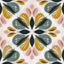 Boho Pink Red Yellow Blue Abstract Flower Art Peel and Stick Vinyl Floor Tiles 10-Pack 12 x 12 inch, Self Adhesive Waterproof Flooring for Kitchen, Dining Room, Bedrooms, Cover 10 Sq. Ft