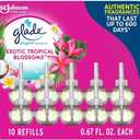 Glade PlugIns Refills Air Freshener, Scented and Essential Oils for Home and Bathroom, Exotic Tropical Blossoms, 6.7 Fl Oz, 10 Count