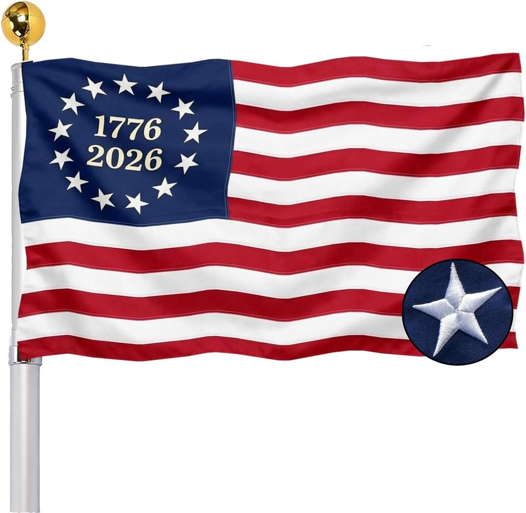 Embroidered 1776 250 Anniversary USA Flags 3x5 Outdoor- Betsy Ross American 2026 Flag Heavy Duty Nylon Embroidered Stars Sewn Stripes 250th Commemorative for Outside