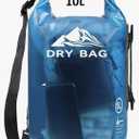 Del_zon 1 Compartment 10 Liter Transparent Ocan Bag Roll, Top Storage Bag, Lightweight Dry for Traveling, Swimming, Kayaking, Camping, Fishing Backpack (Transparent Blue)