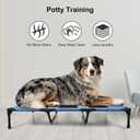Raised Dog Bed Cooling Cot for Indoor Outdoor Use Portable Waterproof Mesh Pet Bed Washable for Large Medium Small Dogs, Blue
