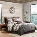 Woolrich Rustic Lodge Cabin Comforter Set - All Season Down Alternative Warm Bedding Layer and Matching Shams, Oversized Queen, Bitter Creek, Grey/Brown