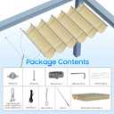4'W X 12'L Retractable Sun Shade Canopy, Pergola Sliding Cover high-Density Polyethylene Fabric, Wave Shade sail for Patio Garden Backyard Deck Trellis, Beige