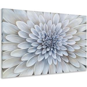 SYGALLERIER Floral Canvas Wall Art with Textured Modern Abstract White Flower Paintings Aesthetic Pictures Artwork for Living Room Bedroom Bathroom Decor (40L" x 30W")