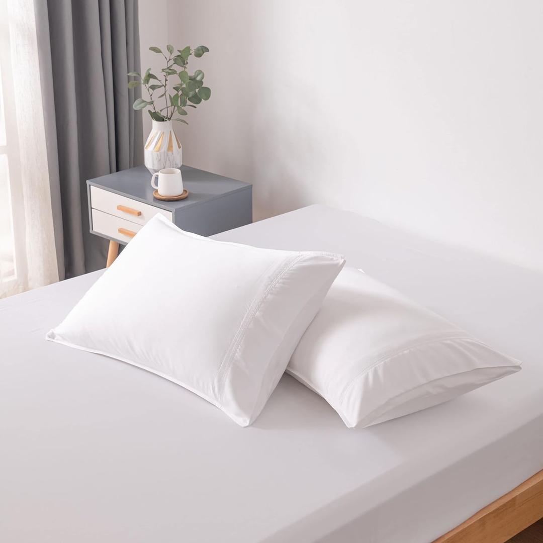 Bella Coterie | Luxury Bamboo Viscose King Size Pillowcase Set | 100% Organically Grown | Ultra Soft | Cooling | 2 Pcs [White]
