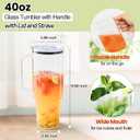 Glass Cups with Lids and Straws 40 oz Glass Tumbler with Straw and Lid 2 Pack Glass Tumbler with Handle Wide Mouth Iced Coffee Cups for Smoothies, Soda, Tea, with Acrylic Lids