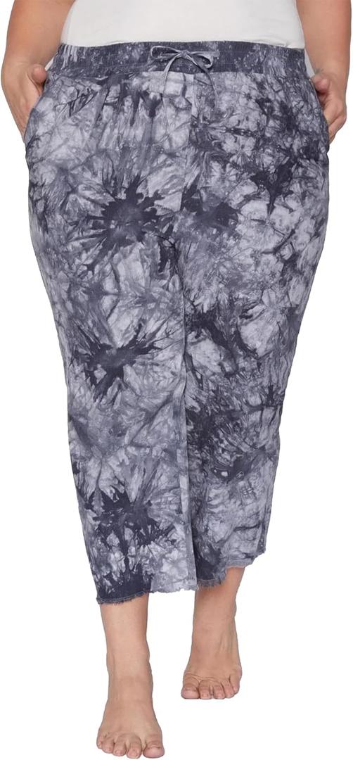 Royalty for Me Womens Royalty for Me Womens Plus Linen Button Hem Flood (XXL)