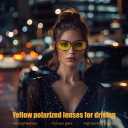 FEISEDY Night Driving Glasses,Men Women Fit Over Sunglasses, Anti Glare Polarized HD Night Vision Glasses Yellow Lens B0221