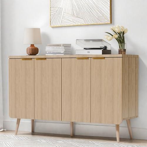 FONTOI Buffet Cabinet with Storage, Multifunctional Storage Cabinet with 4 Doors, Modern Sideboard Buffet Credenzas for Living Room, Entryway, Hallway, Natual Oak