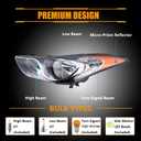 Headlight Assembly for Hyundai Elantra 2011-2013 (All Bulbs Included), Passenger & Driver Side Halogen Headlamp with Clear Lens Black Housing Amber Reflector, 1 Pair, 92101-3y000 HY2503161