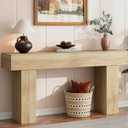 knoworld 63 Inch Long Console Table for Entryway, Farmhouse Wood Rectangular Sofa Table Behind Couch Table, Narrow Entryway Table for Living Room, Entrance, Hallway, Foyer, Easy Assembly (Natural), 63" W x 11.81" D