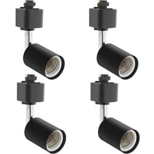 Track Lighting Heads H Type Halo Track Light Fixtures Adjustable Rotatable Compatible H Type 3-Wire Single Circuit Track Systems for PAR20, R20, PAR30, BR30, BR40, PAR38 Light Bulb(Black, E26)