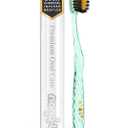 Nano-b Manual Toothbrush for Adults with Sensitive Gums, Gold & Charcoal Soft/Medium Bristles, Travel Case, Green