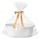 Small Gift Baskets, Empty Woven Baskets for Baby Shower | Gift Bags & Ribbons Included | 13.4 x 10 x 5.5 in, White | Cotton Rope, Handles | Decorative Storage for Boy Girl, Raffle