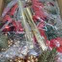 Christmas Decorations,Christmas Floral Arrangement Centerpiece for Table, Golden Flameless Candles Red Poinsettia Flower Golden Pine Cones Berries and Ball Ornaments Holiday Winter Decorations