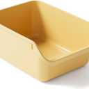 SpaceTime Large Cat Litter Box with High Sides,Cat Boxes for Indoor Cats,Cat Litter Pan for Kitty,Litter Box with Low Entry,Easy to Clean,Anti-Splashing(Yellow)