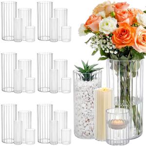 24 Pcs Plastic Cylinder Vases for Centerpieces, Clear Tall