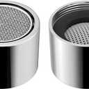 Faucet Aerator Female, Bathroom Sink Aerator, Chrome Brass Shell 55/64in 22mm Faucet Filter with Gasket for Kitchen Bathroom Silver(2 Pcs)