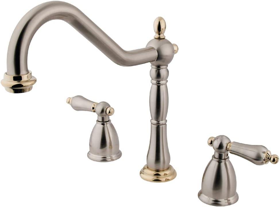 Kingston Brass KB1799ALLS Heritage 8-Inch Centerset Kitchen Faucet, Brushed Nickel and Polished Brass