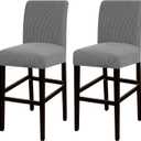 Turquoize Stretch Bar Stool Cover Counter Stool Pub Chair Slipcover for Dining Room Cafe Barstool Slipcover Removable Furniture Chair Seat Cover Jacquard Fabric with Elastic Bottom Set of 2,Dove