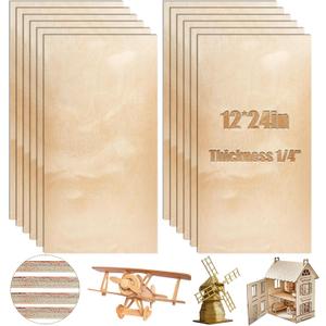 Juexica 12 Pcs 6 mm Birch Plywood 12 x 24 Inch Craft Wood Unfinished Plywood Sheets for DIY Projects Wood Engraving Burning Drawing Painting Laser Projects
