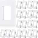Amerisense 1-Gang Screwless Decorative Wall Plates, Mid-Size Unbreakable Thermoplastic Faceplate Cover for Decorator Receptacle Outlet Switch, UL Listed (20 Pack, Matte White)