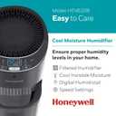 Honeywell Top Fill Tower Humidifier, Digital Humidistat, Black Cool Mist Humidifiers for Bedroom, Home or Office with Space-Saving Tower Design