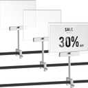 FoldTier 3 Set Aluminum Alloy Sign Clamp with 5.5 x 7 Inch Acrylic Frame Clip on Rotatable Holding Clamp for Clothing Stores Price Tag Office (Silver)