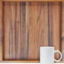20x20Inches Walnut Wooden Ottoman Tray with Handles,Square Coffee Table Serving Tray for Home Decor,Couch Table for Party,Patio Breakfast Trays for Bed no Legs