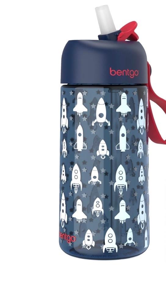 Bentgo Kids Water Bottle 1-Pack - Leak-Proof, Durable Tritan, BPA-Free 15 oz. Cup for Kids/Toddlers Ages 3+, Safe Sip Spout, & Dishwasher Safe for School/Sports/Daycare/Camp (Rocket)