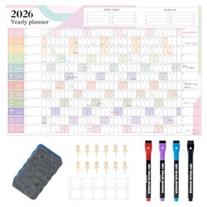 EYROZILL 2026-2027 Full Year Wall Calendar 48"x32", Large Paper Folded Calendar for School Office Business (Feb 2026 - Dec 2027)