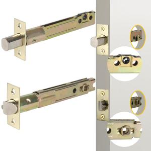 5-Inch Deadlatch & Deadbolt Latch Combo Fit Standard Entry Knobset, 90 Square Interface, Square Corner Faceplate, 2-1/8" Cross Bore & 1" Edge Bore, Non-Handed, Polished Brass