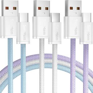 Senetem USB C Cable 3FT 3-Pack, USB A to USB Type C Charger Cord, 3A Fast Charging Compatible with iPhone 15 16 16e Pro, Samsung S24/S23 S22/Note 20/10, Car Play, Apple iPad Android Accessories