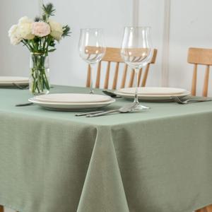 maxmill Square Jacquard Tablecloth Waterproof Spillproof Wrinkle Resistant Soft Slubby Texture Washable Table Cloth for Dinner, Dining Room Party, Indoor and Outdoor Use, 60 x 60 Inch, Sage Green