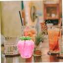 Cabilock Luminous Pineapple Beverage Cups Set of 3 with Led Light for Party Bar Birthday Plastic Drinkware 3.34X4.8 Inches (Pink strawberry)