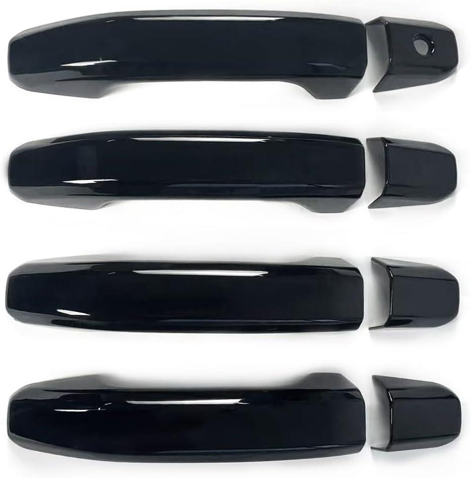 8PCS Door Handle Covers Trim Compatible with 2014-2020 Chevrolet Silverado+GMC Sierra Suvs Trucks Glossy-Black Without Passenger Keyhole