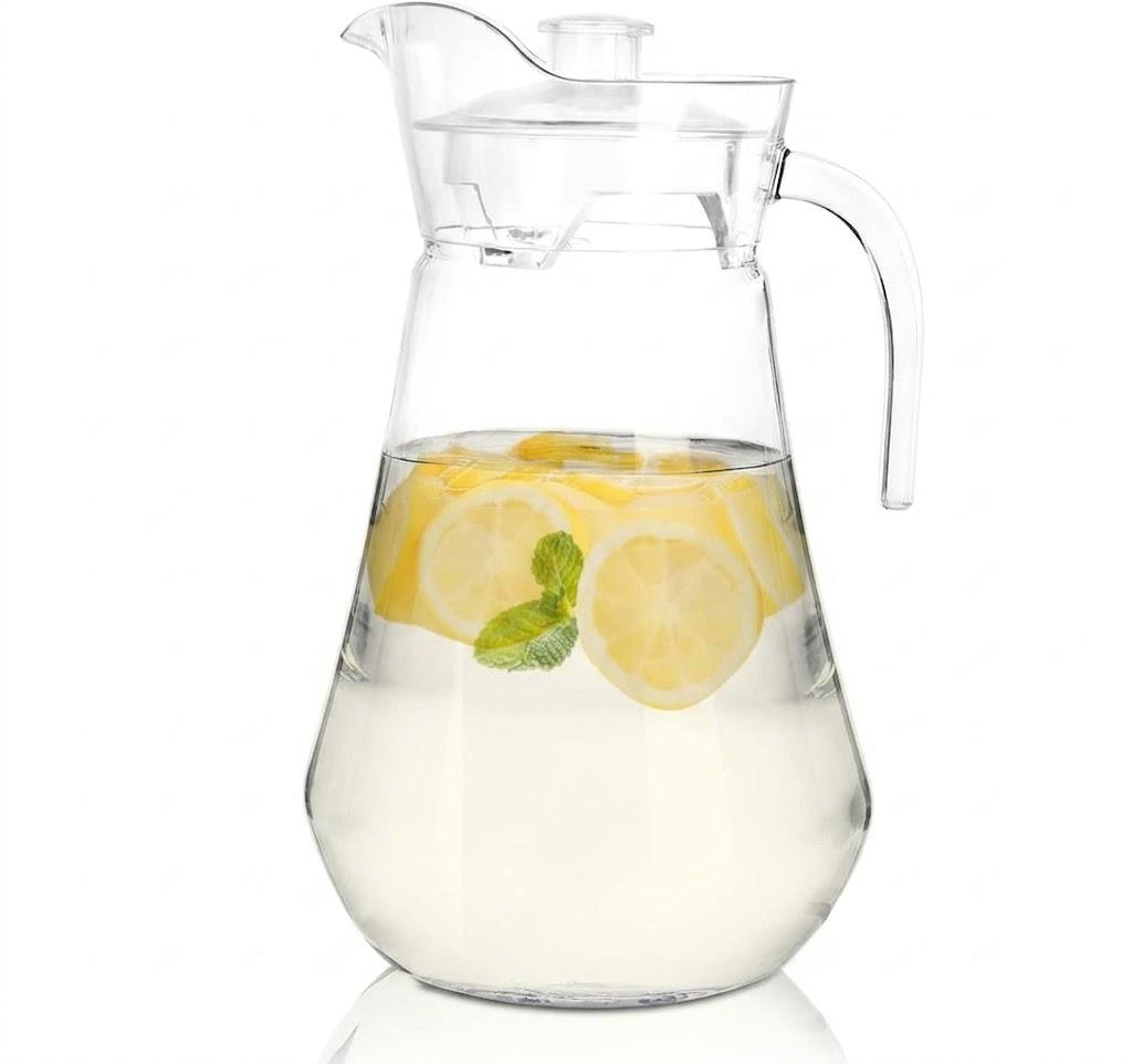 Plastic Pitcher, 68Oz Clear Iced Water Jug with Lid and Handle, Heat Resistant BPA-Free Tea Pitcher for Lemonade, Juice, Milk, Cold or Hot Beverage