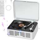 Gueray CD Player with Speakers HiFi Stereo Sound for Home,Bluetooth Retro Wood CD Music Players FM Radio with Remote Control,Support USB & AUX Playback (White)