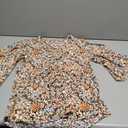 Women's Flowy Chiffon Blouse Shirts 3/ 4 Flutter Sleeve V Neck Casual Summer Solid Loose Fit Tops (Black/ Orange Floral S)