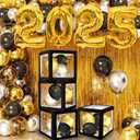 Happy New Year Decorations 2025 - Gold & Black Balloons Arch, Party Supplies for Indoor & Outdoor