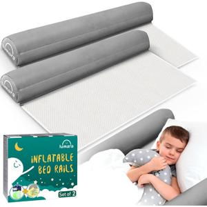 LUMARA Inflatable Bed Rail for Toddlers 2 Pack - Portable Travel Bed Bumpers for Kids Fits Twin Full Queen King Size Beds - Non-Slip Safety Guard Rails