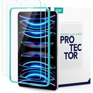 ESR 2 Pack Screen Protector for iPad Air 5th/4th Generation (2022/2020)iPad Pro 11 Inch (2022/2021/2020/2018) Screen Protector, Tempered-Glass Film with Alignment Frame, Anti-Scratch, HD Clarity