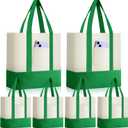 Sanwuta 6 Pcs Canvas Tote Bags Bulk with Outer Pocket Small Sublimation Blank Canvas Tote Reusable Grocery Bag for Women, DIY Craft (Green)