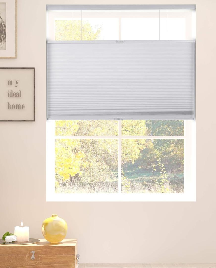Arlo Blinds White Room Darkening Top Down Bottom Up Deluxe Cordless Cellular Shades - Size: 34.5" W x 60" H, Cordless Honeycomb Blinds