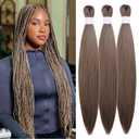 Dark Ash Brown Braiding Hair Pre Stretched Mixed for Knotless Box Braids 26Inch Synthetic Feed in Braids Hair for Braiding